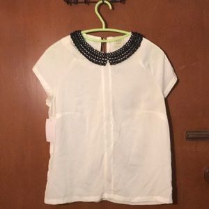 Cap-sleeved Cream Blouse